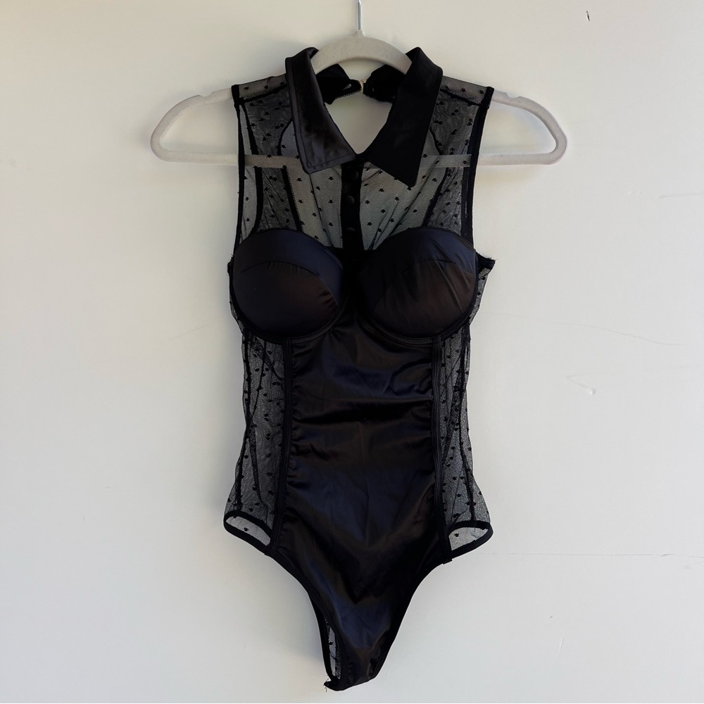 Frederick's of Hollywood Black Sheer Bodysuit